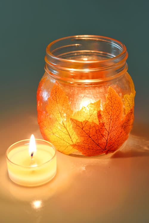 Mason Jar Leaf Lanterns Autumn Leaf Mason Jar Candle Holder