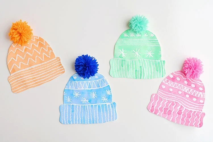 Kids Winter Hat Art Project With DIY Pom Poms