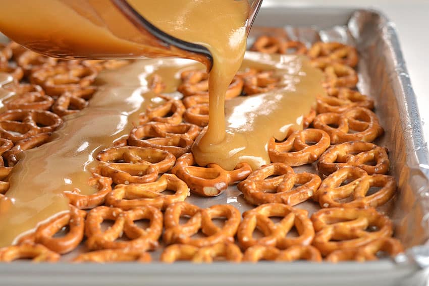 Chocolate Caramel Pretzel Bars Christmas Crack Recipe with Pretzels