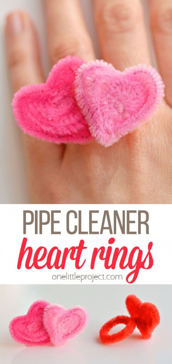 Valentine's Day Heart Rings Cute Heart Rings from Pipe Cleaners