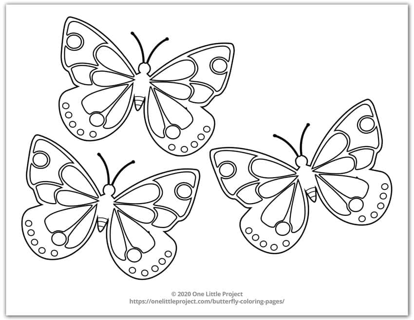Butterfly Coloring Pages Free Printable Butterflies One Little Project