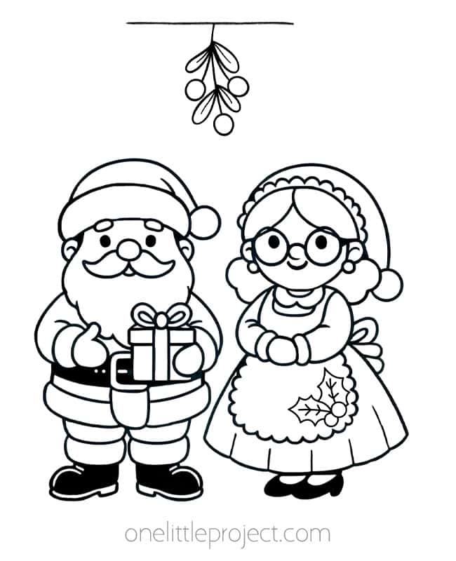 Santa And Mrs Claus Colouring Pages