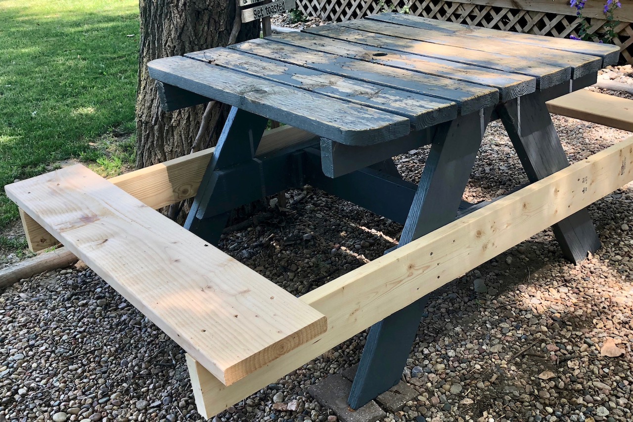 Tea Stained Picnic Table learn to restore a weathered wood patina