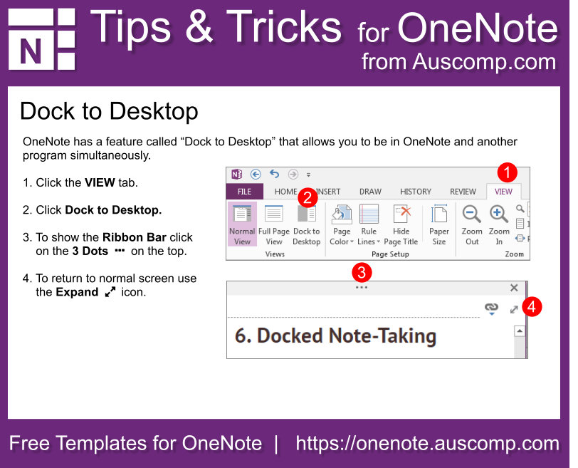 Tips and Tricks for OneNote users Use OneNote Dock to Desktop to be in