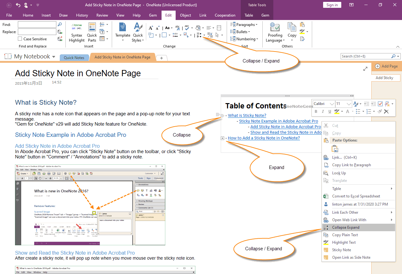 EXE How to Create a Collapsible Table of Contents in OneNote? Office