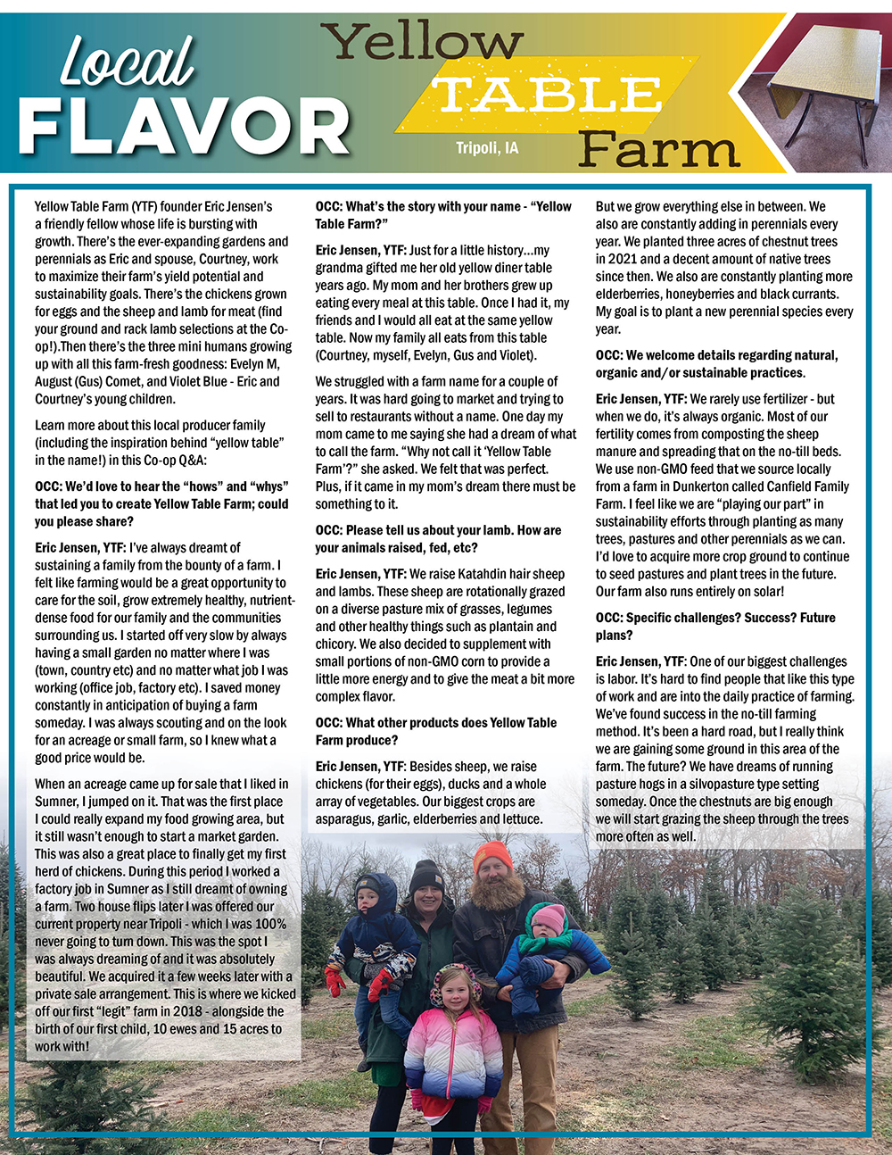 Local Flavor Yellow Table Farm, Tripoli, IA Oneota Food Cooperative