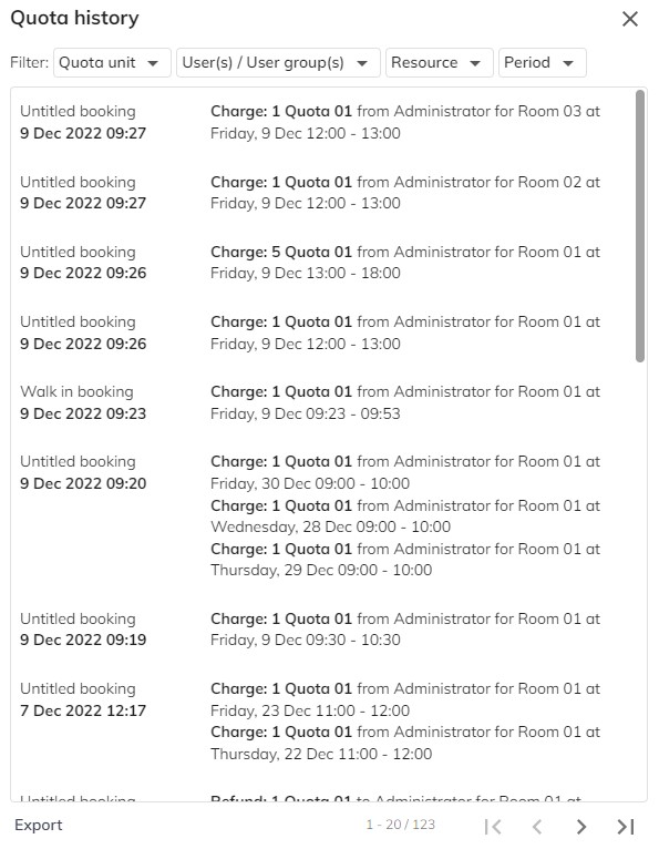Quota history ONES Docs