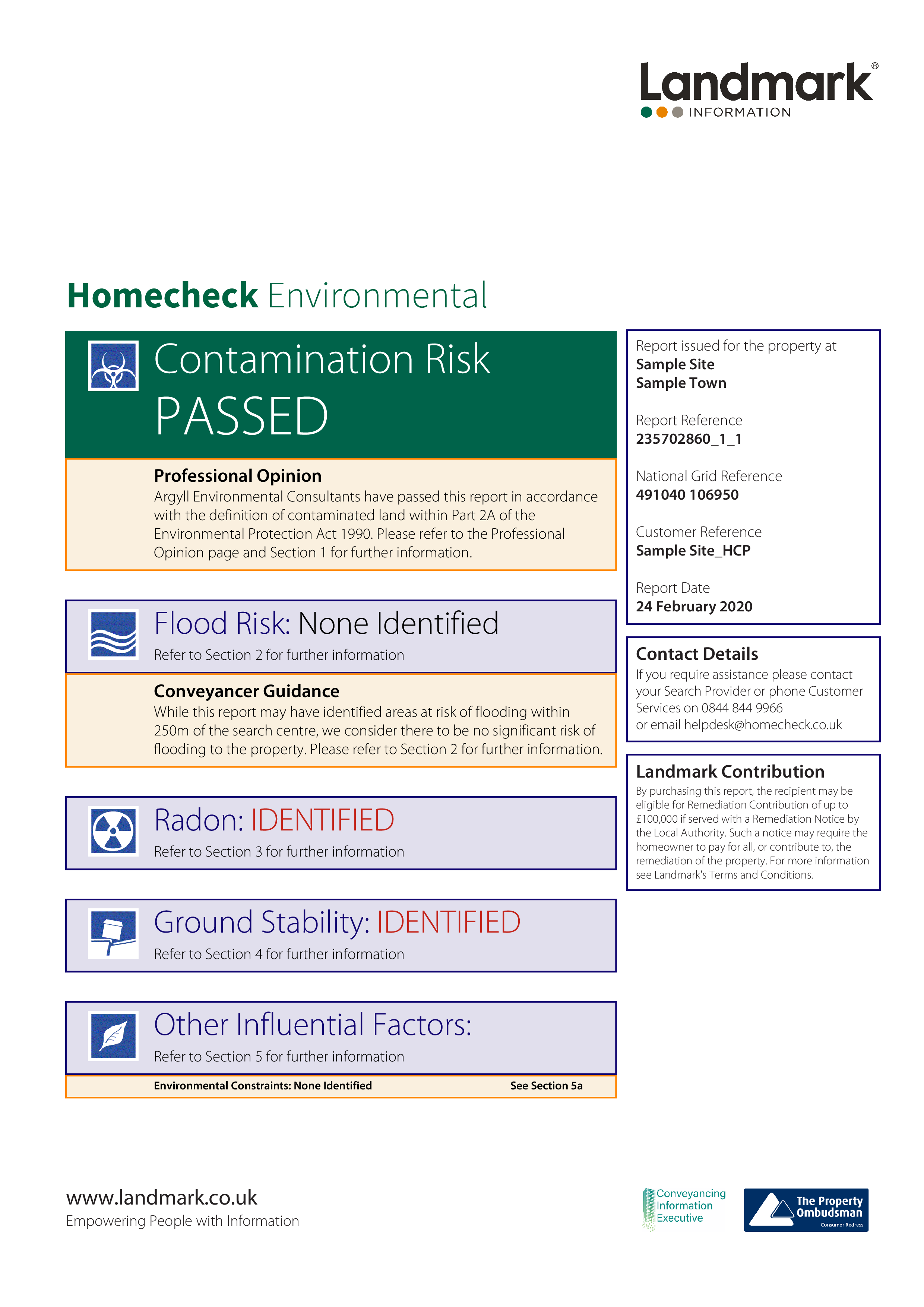 Landmark Homecheck Pro Environmental & Utilities OneSearch