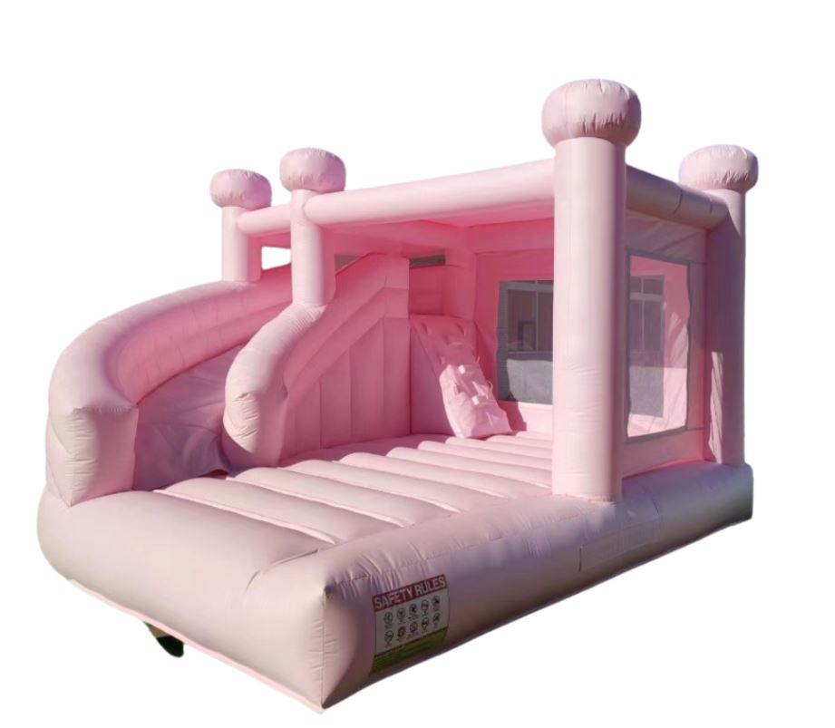 *Luxe* Light Pink Bounce House w/Slide Combo One Stop Hop Party Rentals