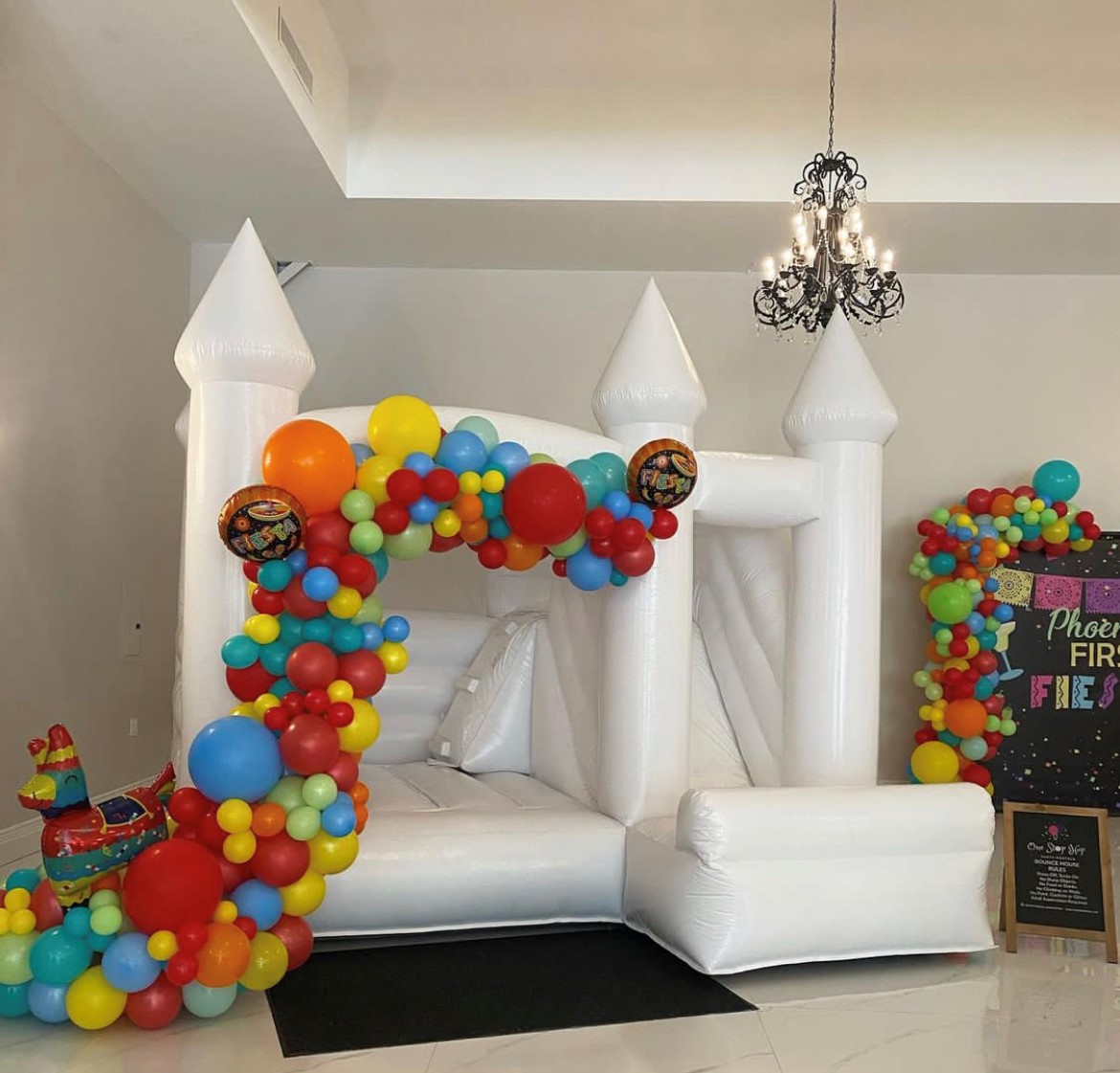 *Luxe* White Bounce House w/Slide Combo One Stop Hop Party Rentals