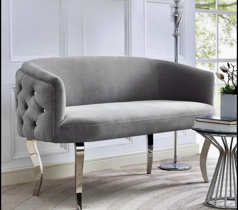 Velvet Loveseat Gray One Stop Hop Party Rentals