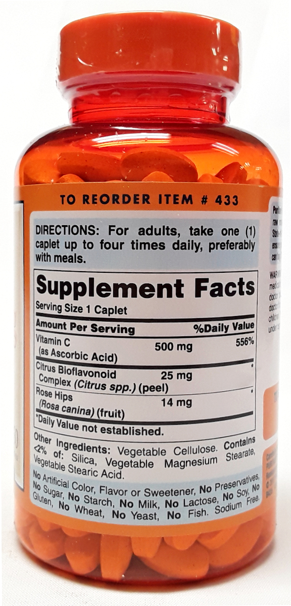 Puritan's Pride Vitamin C500 mg with Bioflavonoids & Rose Hips 250