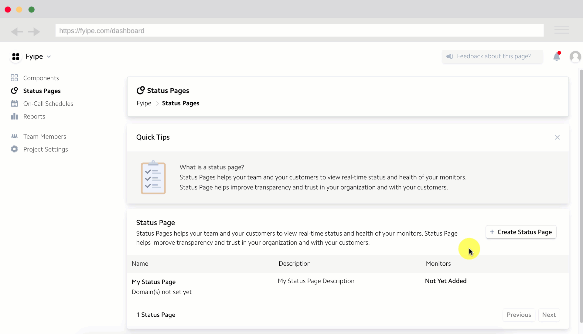 OneUptime Public Status Page