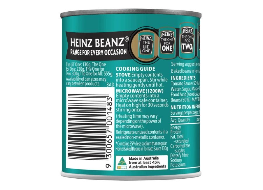 Heinz Baked Beans Canned Bean Salt Reduced Breakfast Toast 120g Best