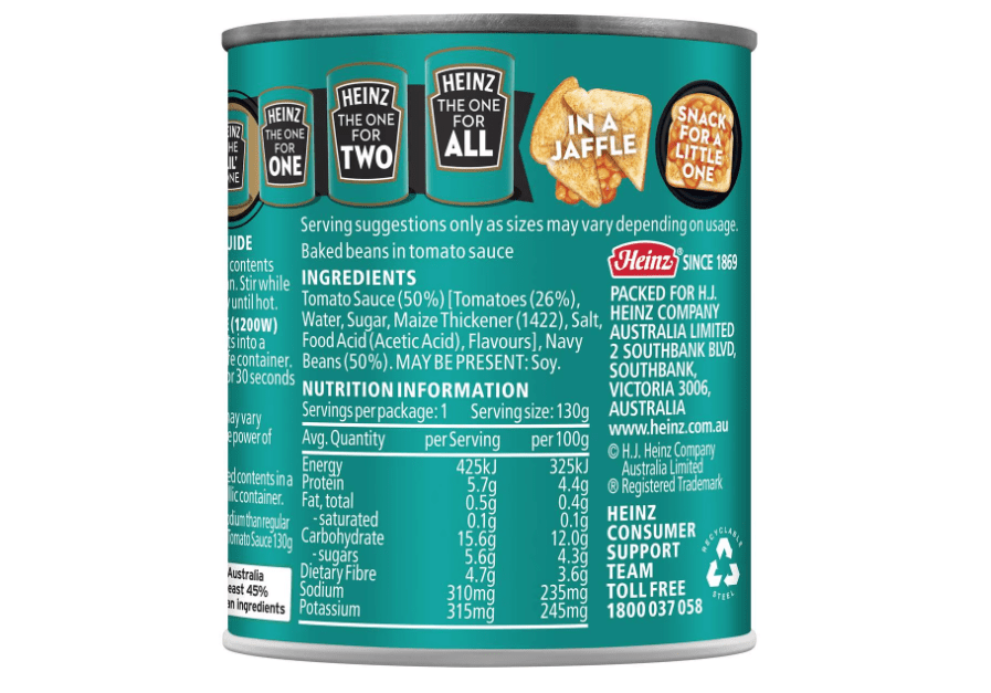 Heinz Baked Beans Canned Bean Salt Reduced Breakfast Toast 120g Best