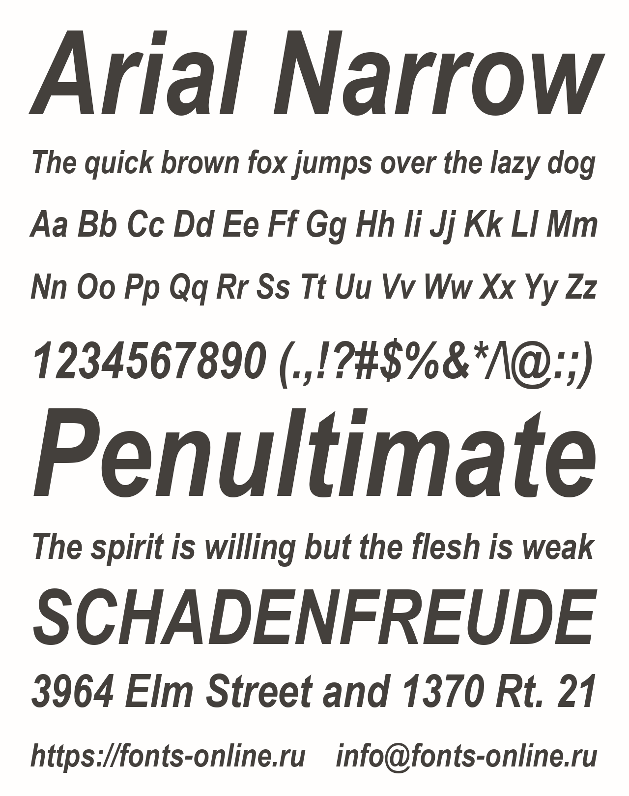 Arial Narrow font