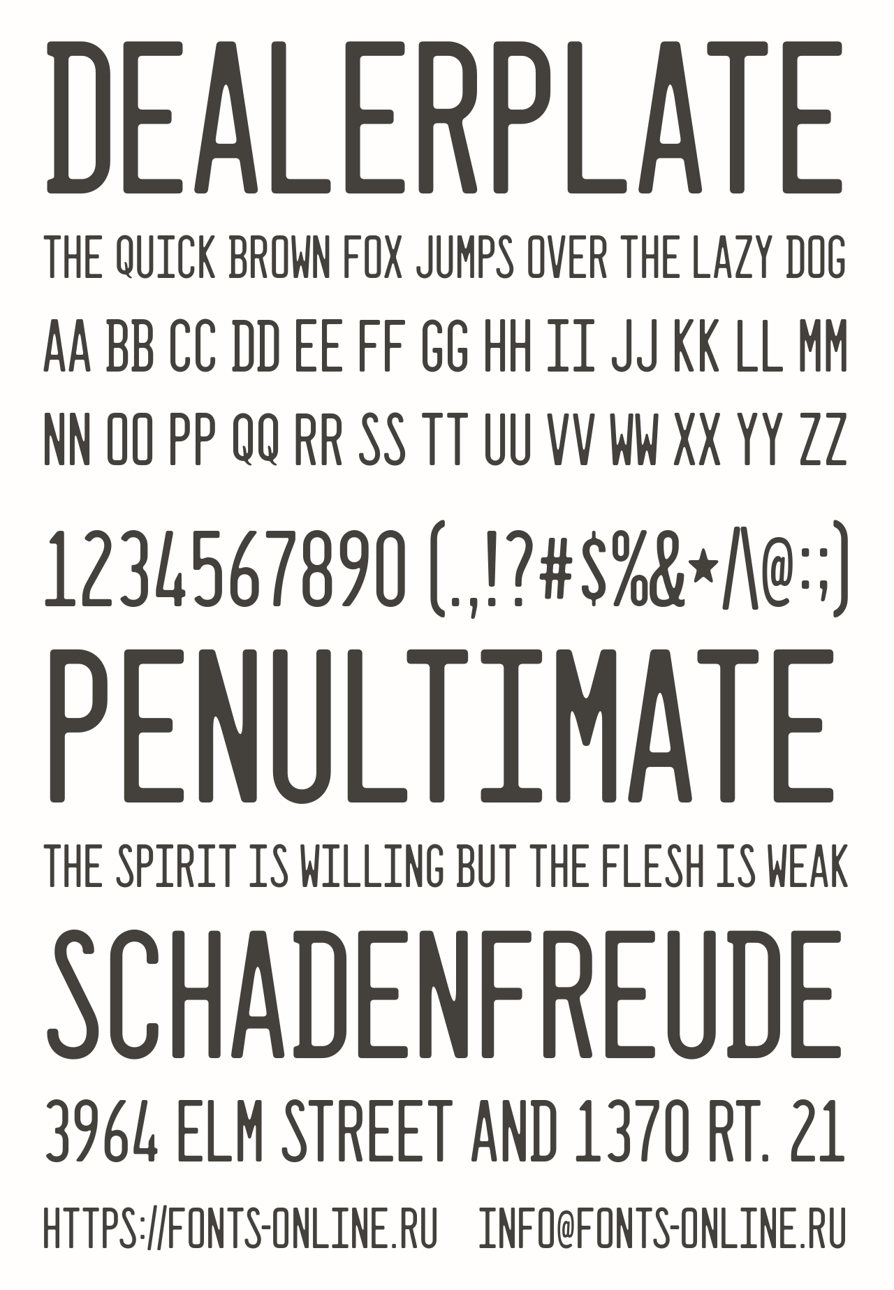 Dealerplate font