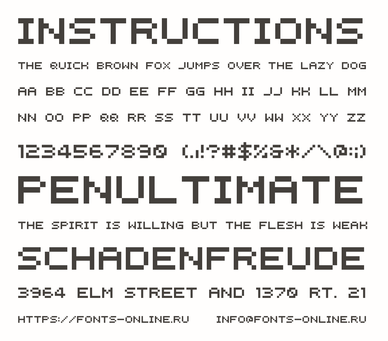 Instructions font