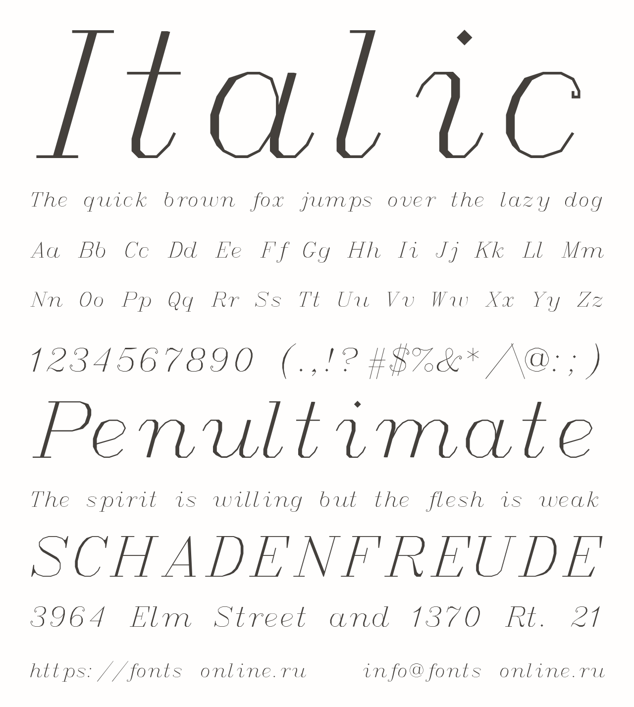 Italic font