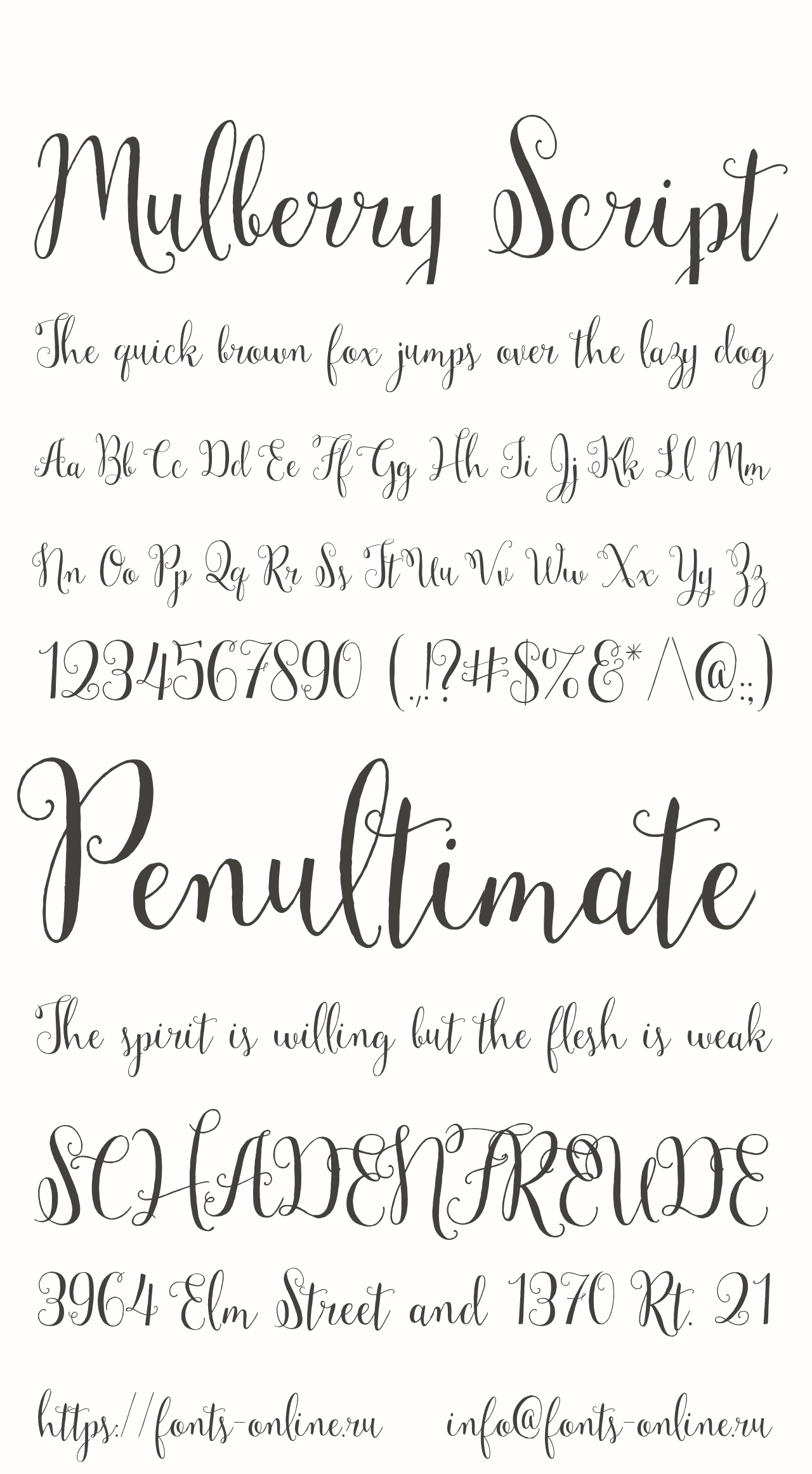 Mulberry Script font