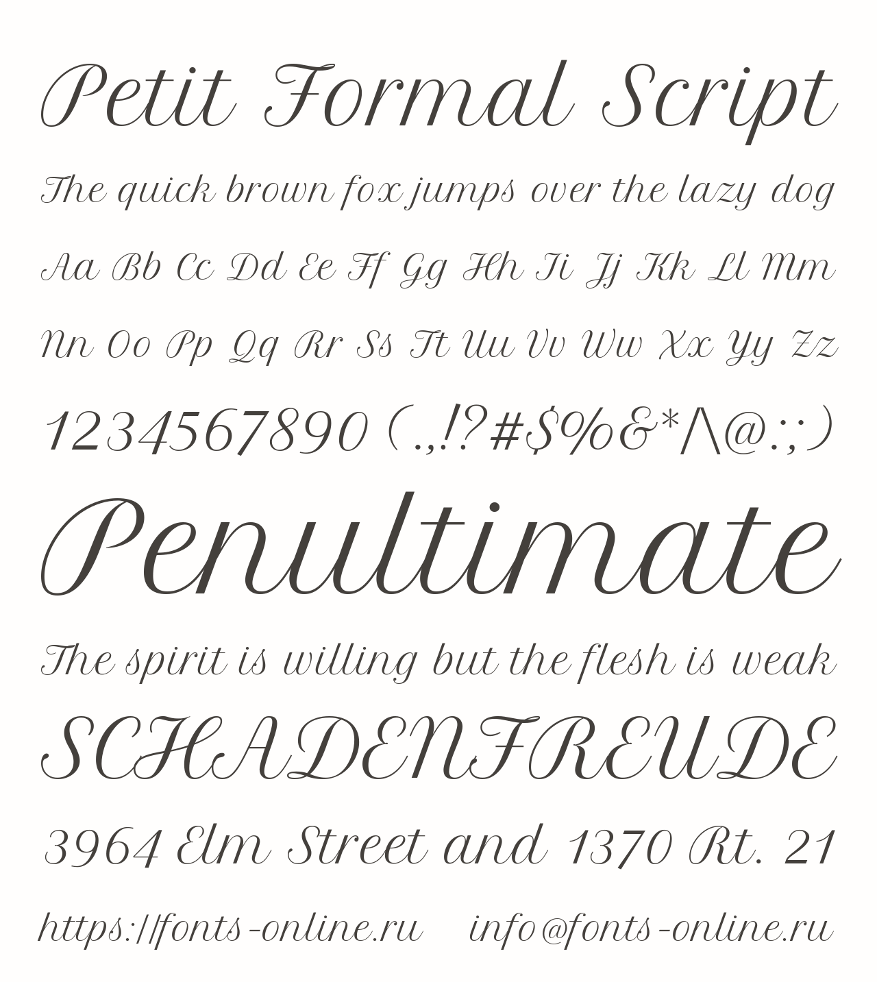 Petit Formal Script font
