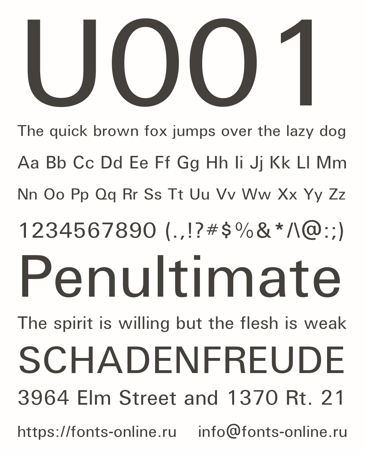 U001 font