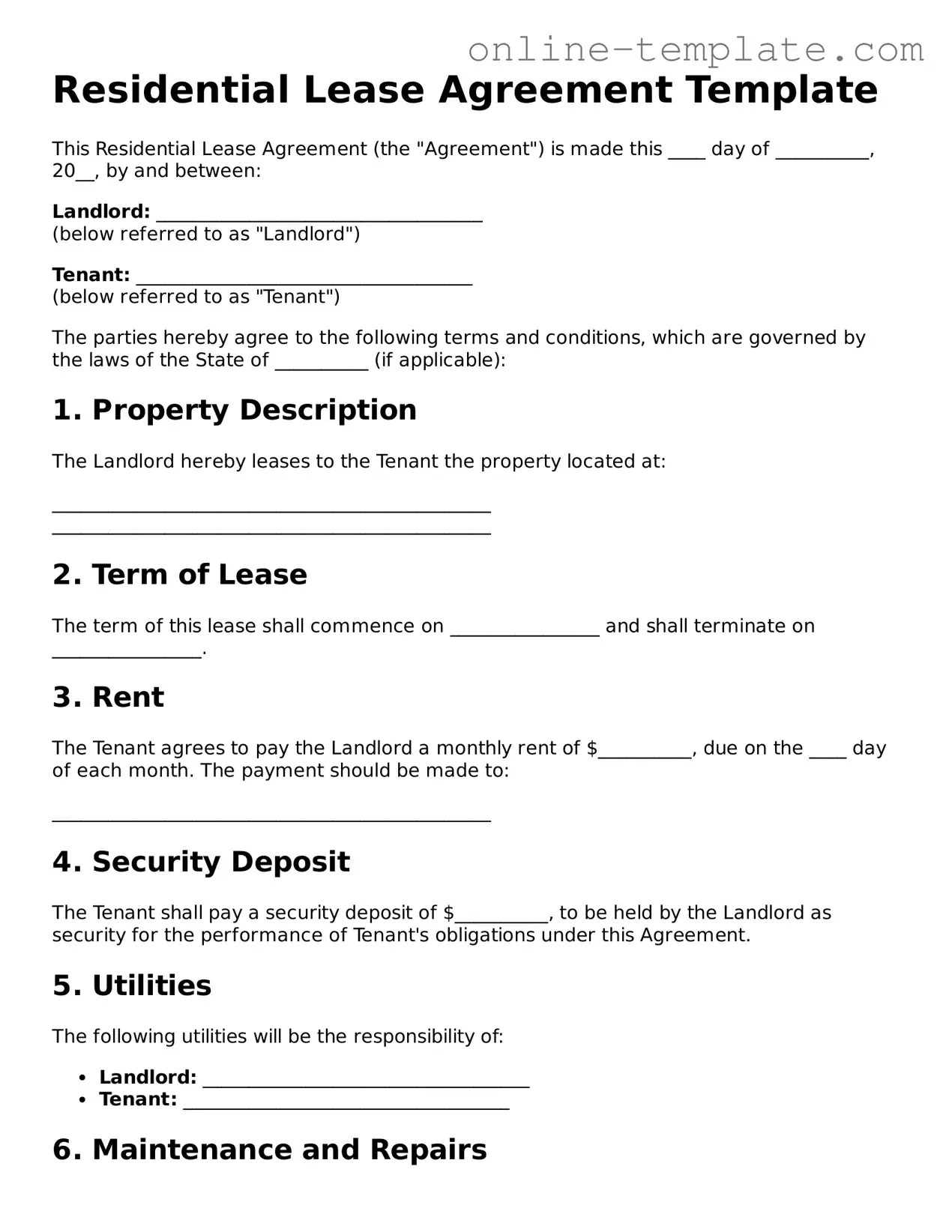 Download Lease Agreement Template ⋆ Online Templates