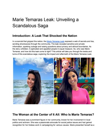 Marie Temaras Leak Unveiling A Scandalous Saga Unitedstatesofworld1