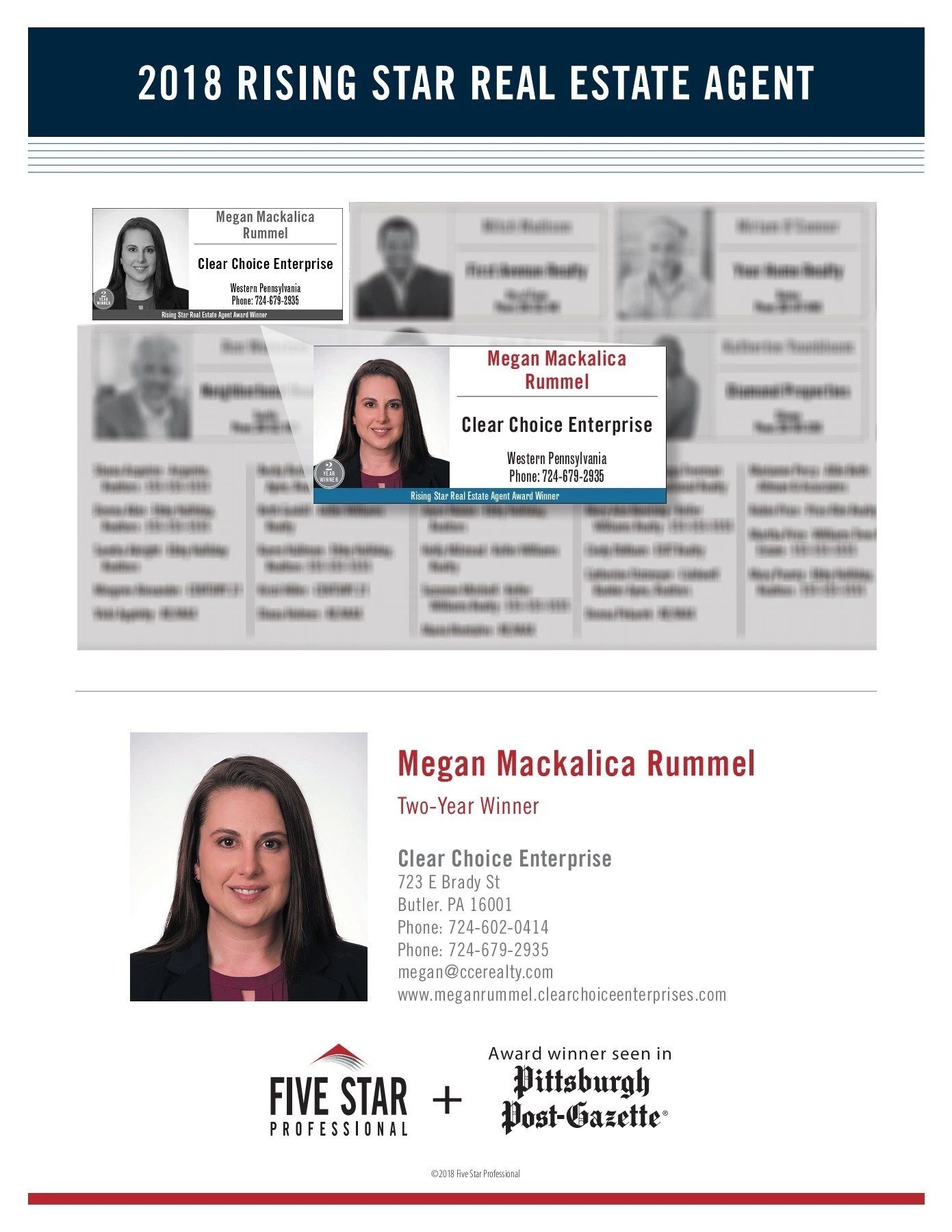 Megan Rummel 2018 Pittsburgh Five Star Rising Star Real Estate Agent