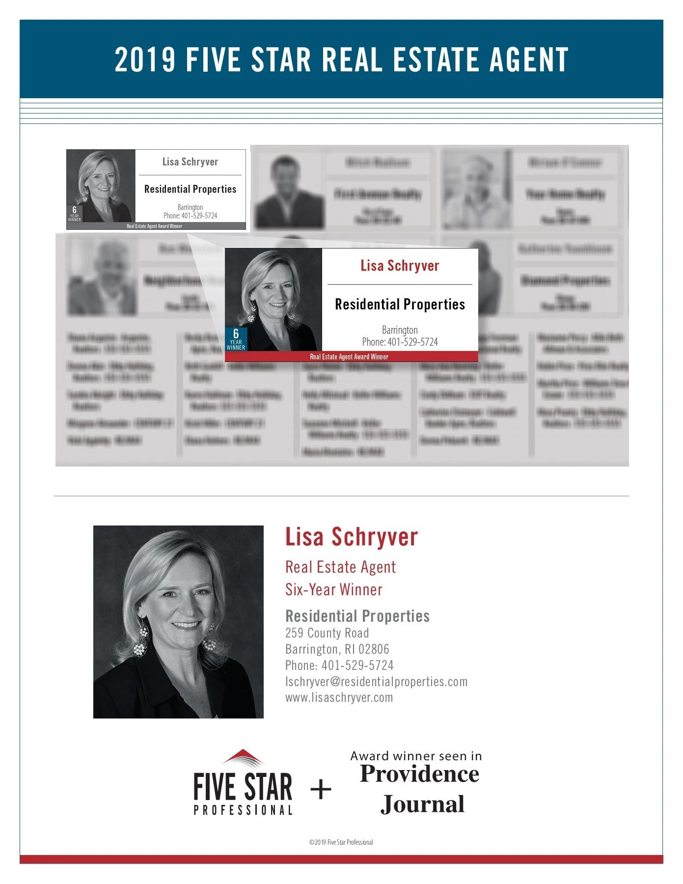 Lisa Schryver 2019 Rhode Island Five Star Real Estate Agent