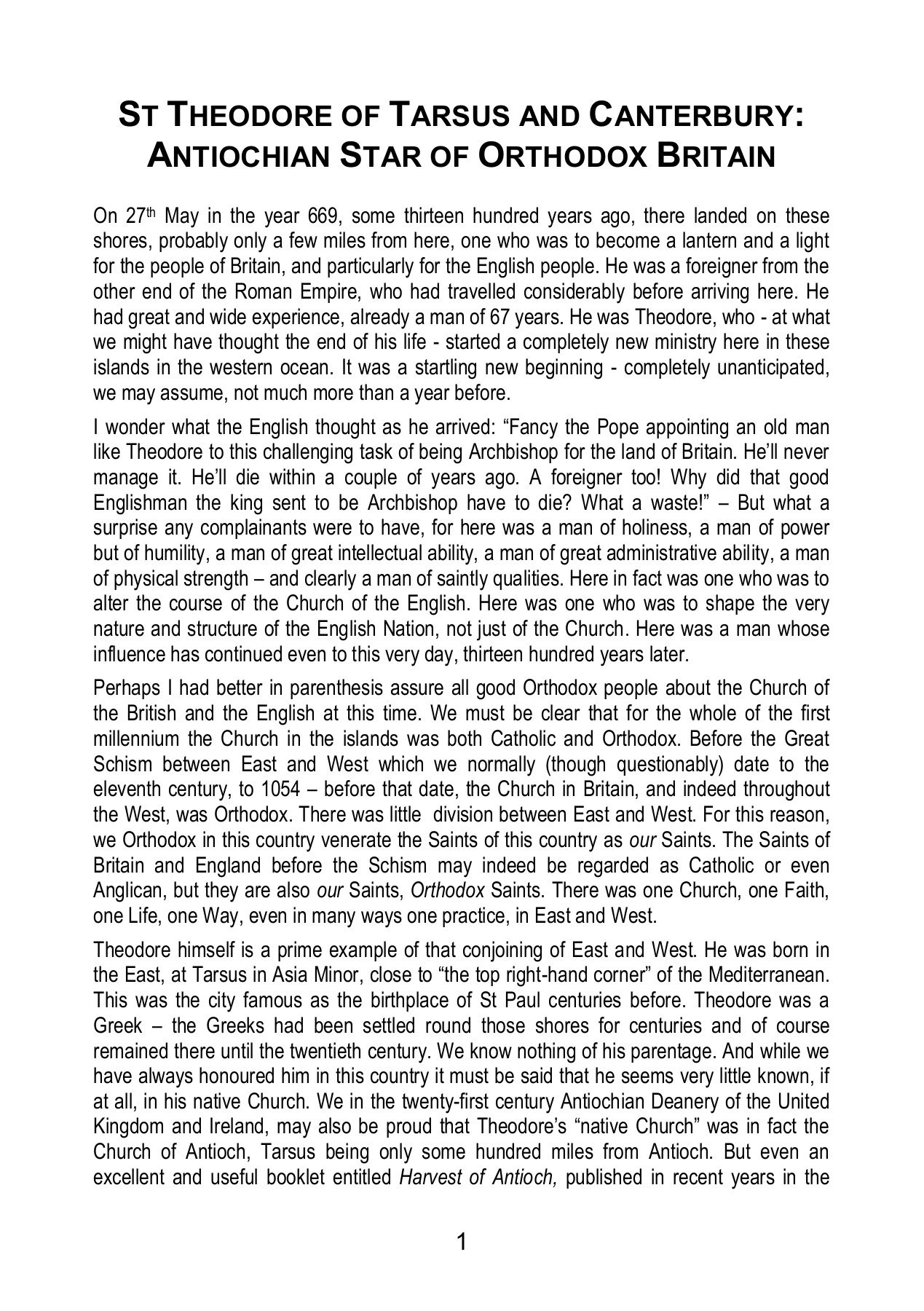 ST THEODORE OF TARSUS AND CANTERBURY