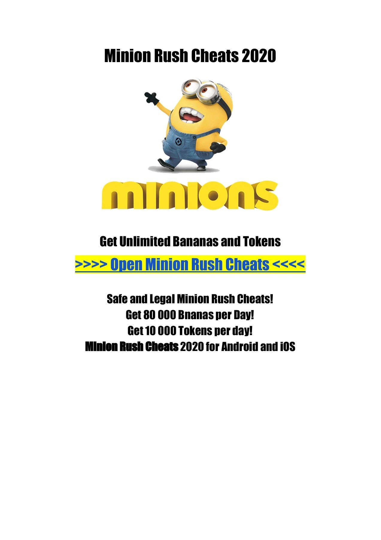 Minion Rush Cheats 2020