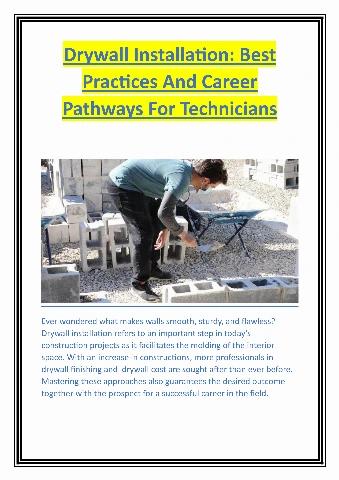 Drywall Installation - Best Practices And Career Pathways For Technicians