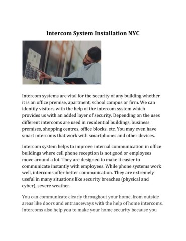 intercom system installation NYC - Flipbook by rndllrndscrt | FlipHTML5