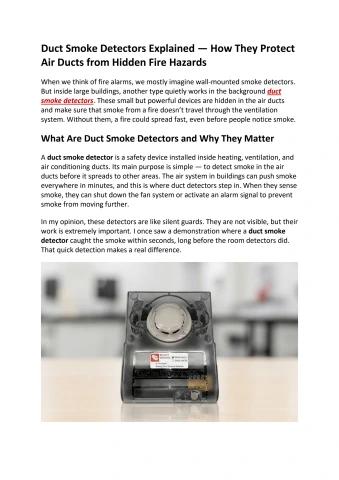 Duct Smoke Detectors Explained - Flipbook by quickshipfireseo | FlipHTML5