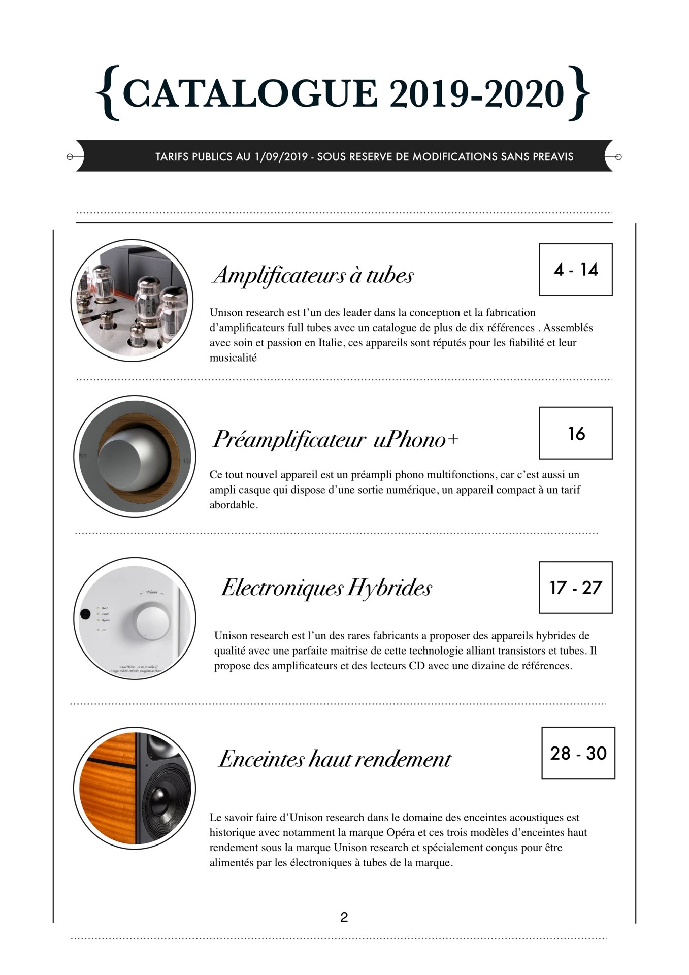 catalogue unison research