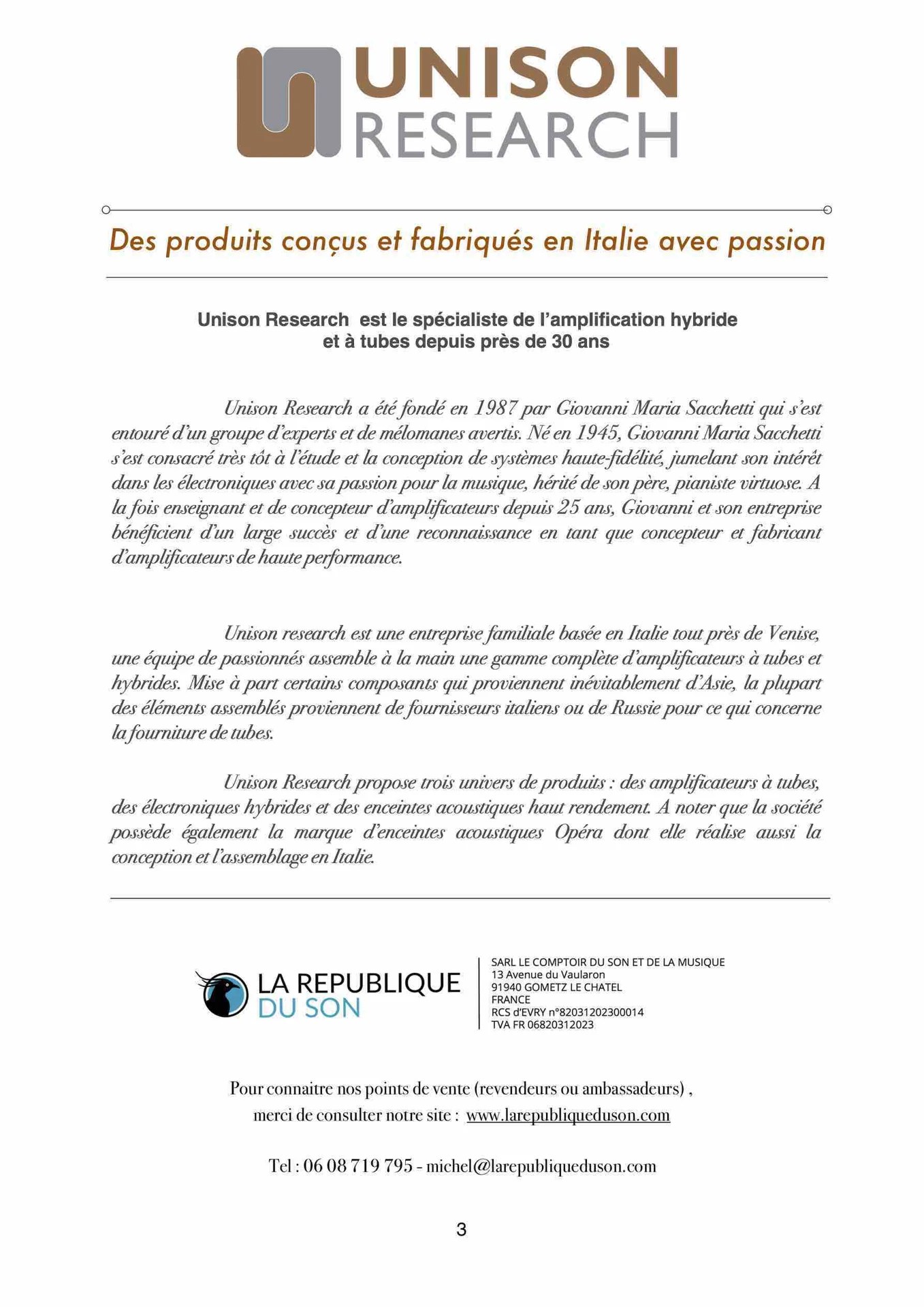 catalogue unison research