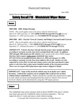 Safety Recall F10 - Windshield Wiper Motor - Flipbook by 55494 | FlipHTML5