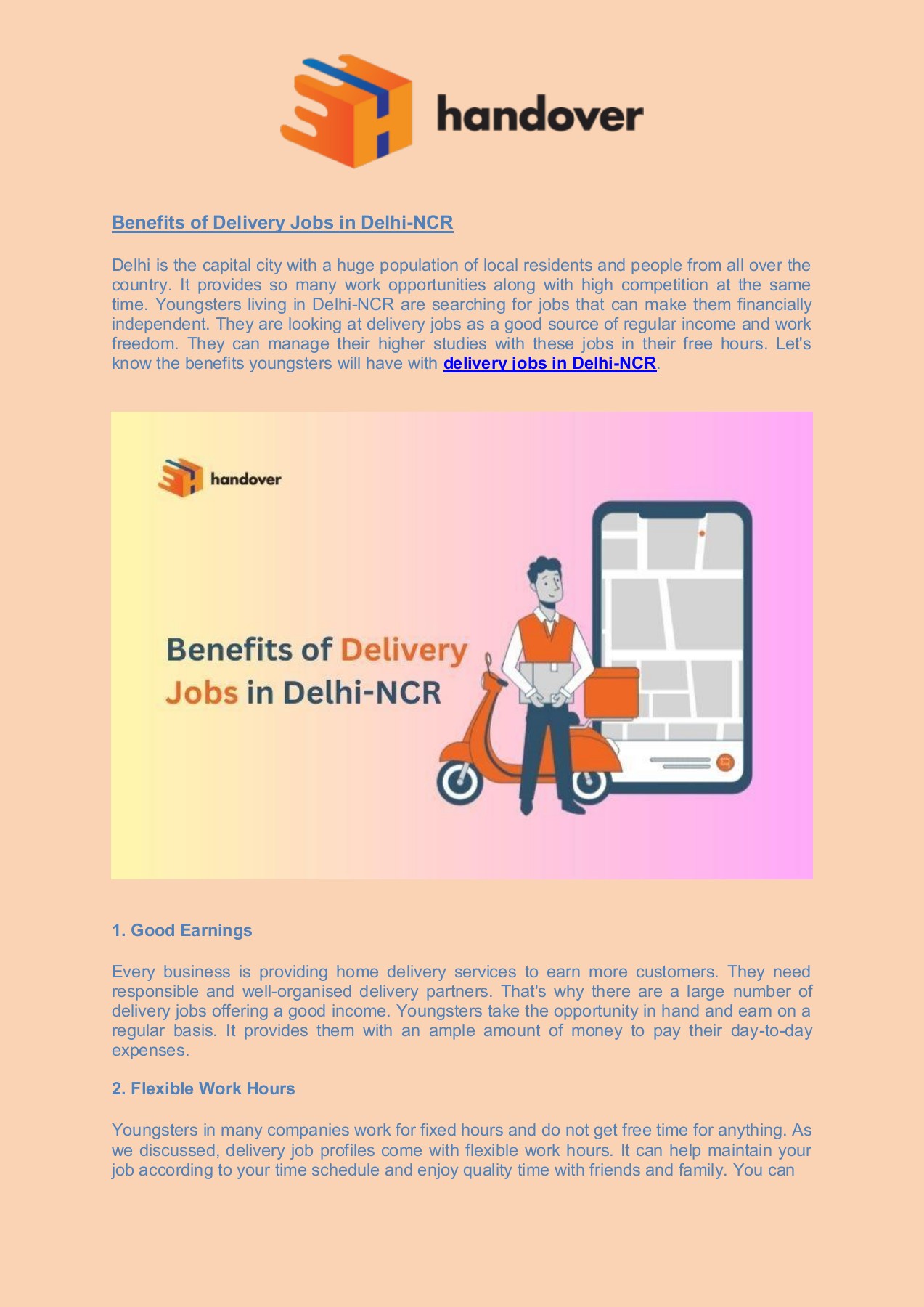 Benefits of Delivery Jobs in DelhiHandover handoverds Page 1 2