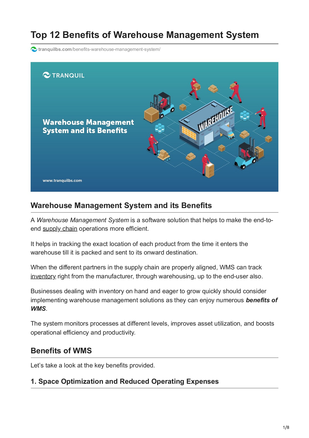 Benefits of Warehouse Management System Tranquil Business Software