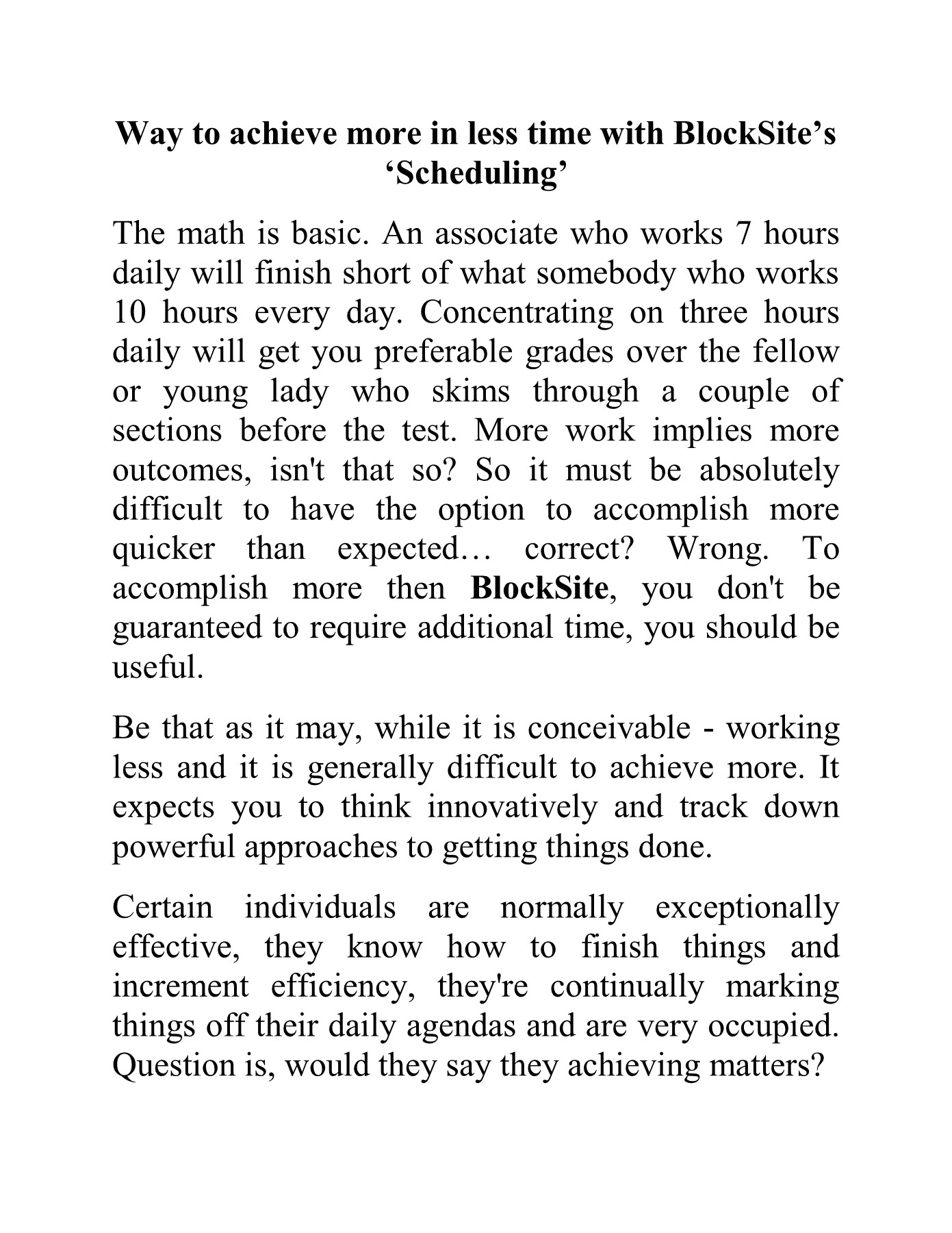 BlocksiteWay to achieve more in less time with BlockSite’s ‘Scheduling’ Blocksite Page 1