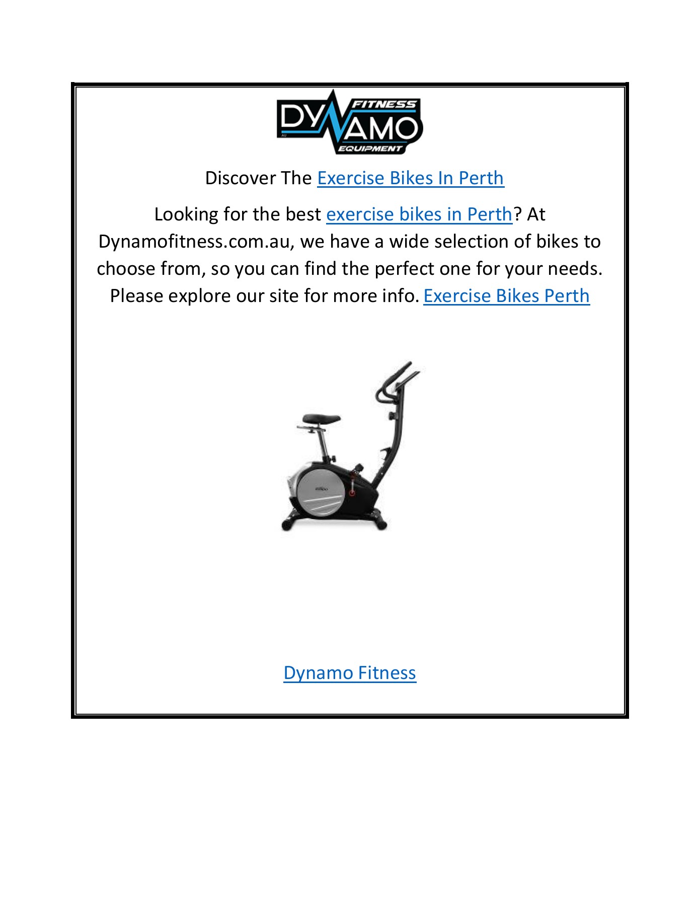 Discover The Exercise Bikes In Perth Dynamo Fitness Page 1 1
