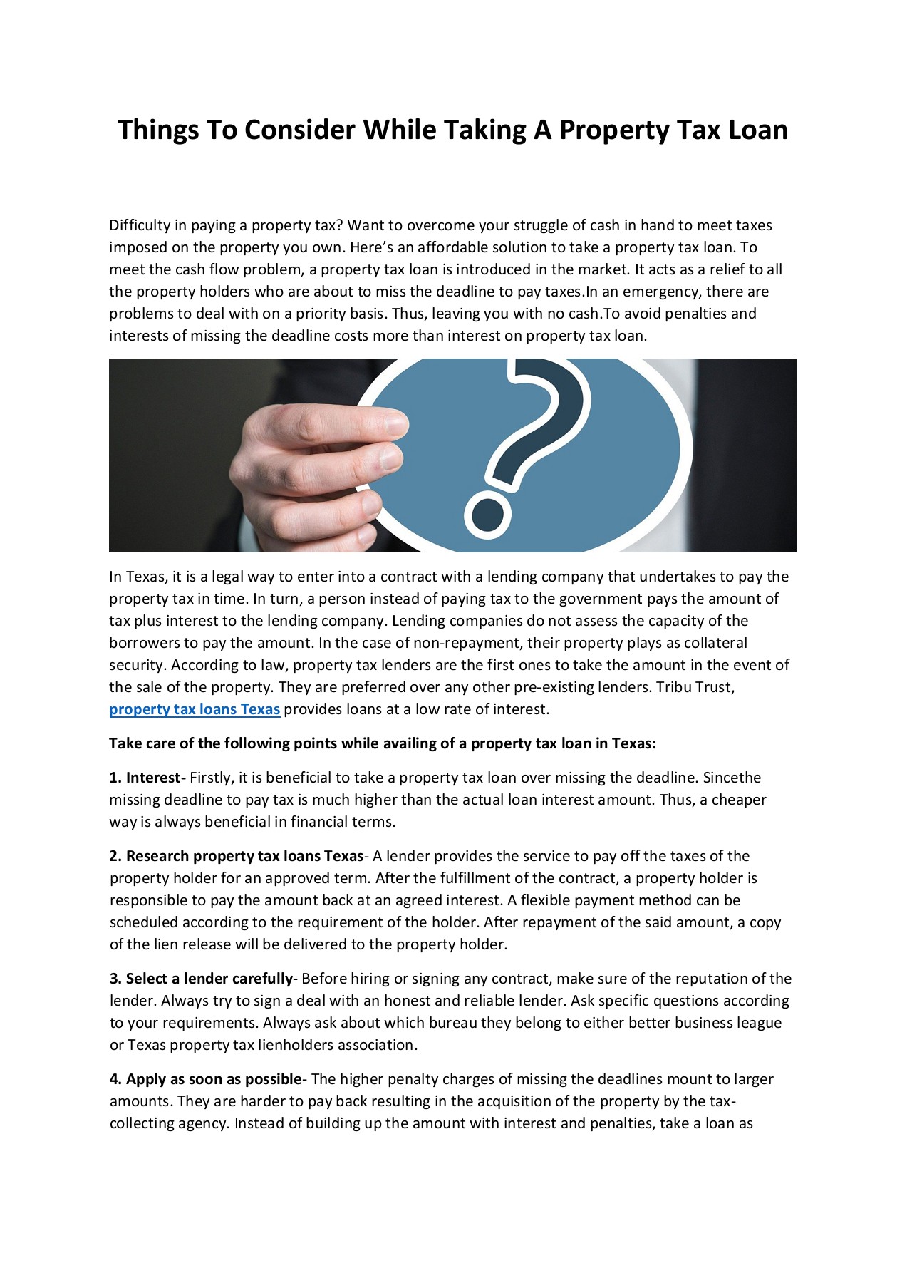 Things To Consider While Taking A Property Tax Loan Property Tax