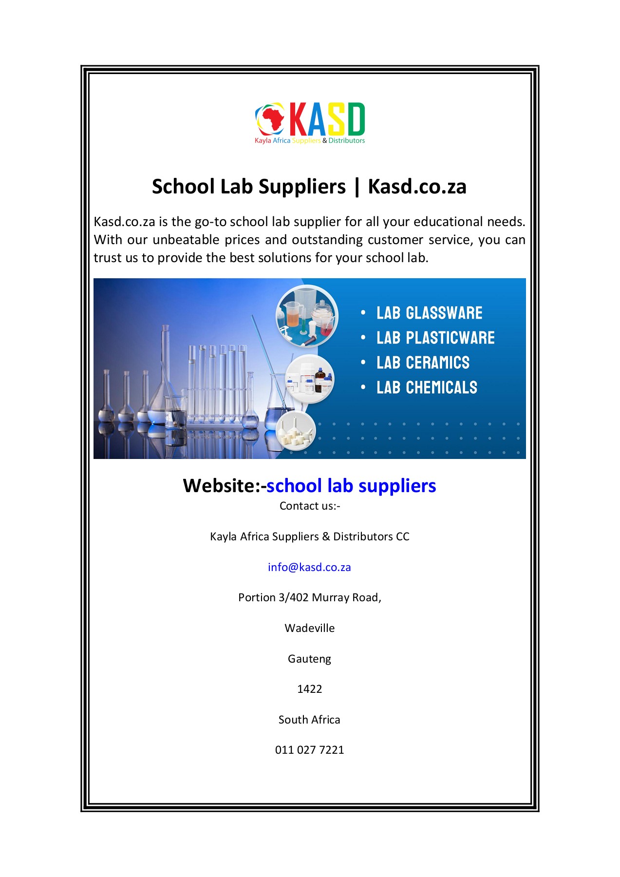 School Lab Suppliers Kasd.co.za Kayla Africa Suppliers & Distributors