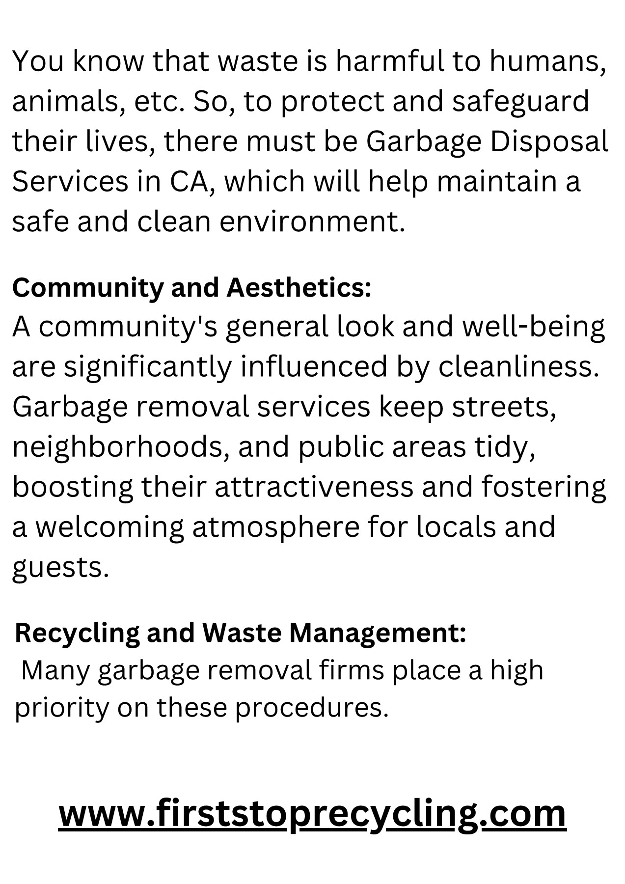 The Importance of Recycling and Waste Management Services First Stop