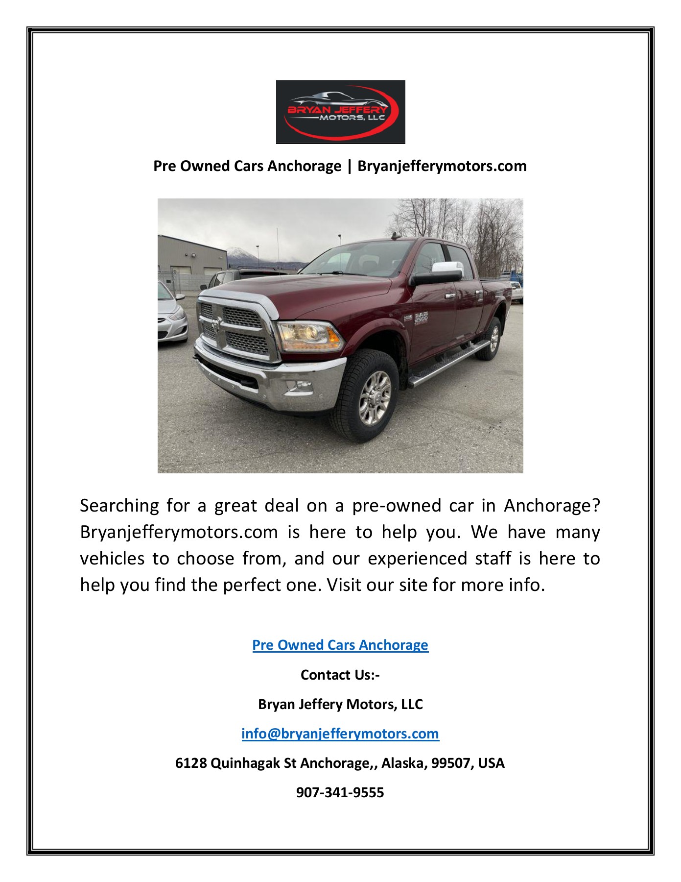 Pre Owned Cars Anchorage Bryan Jeffery