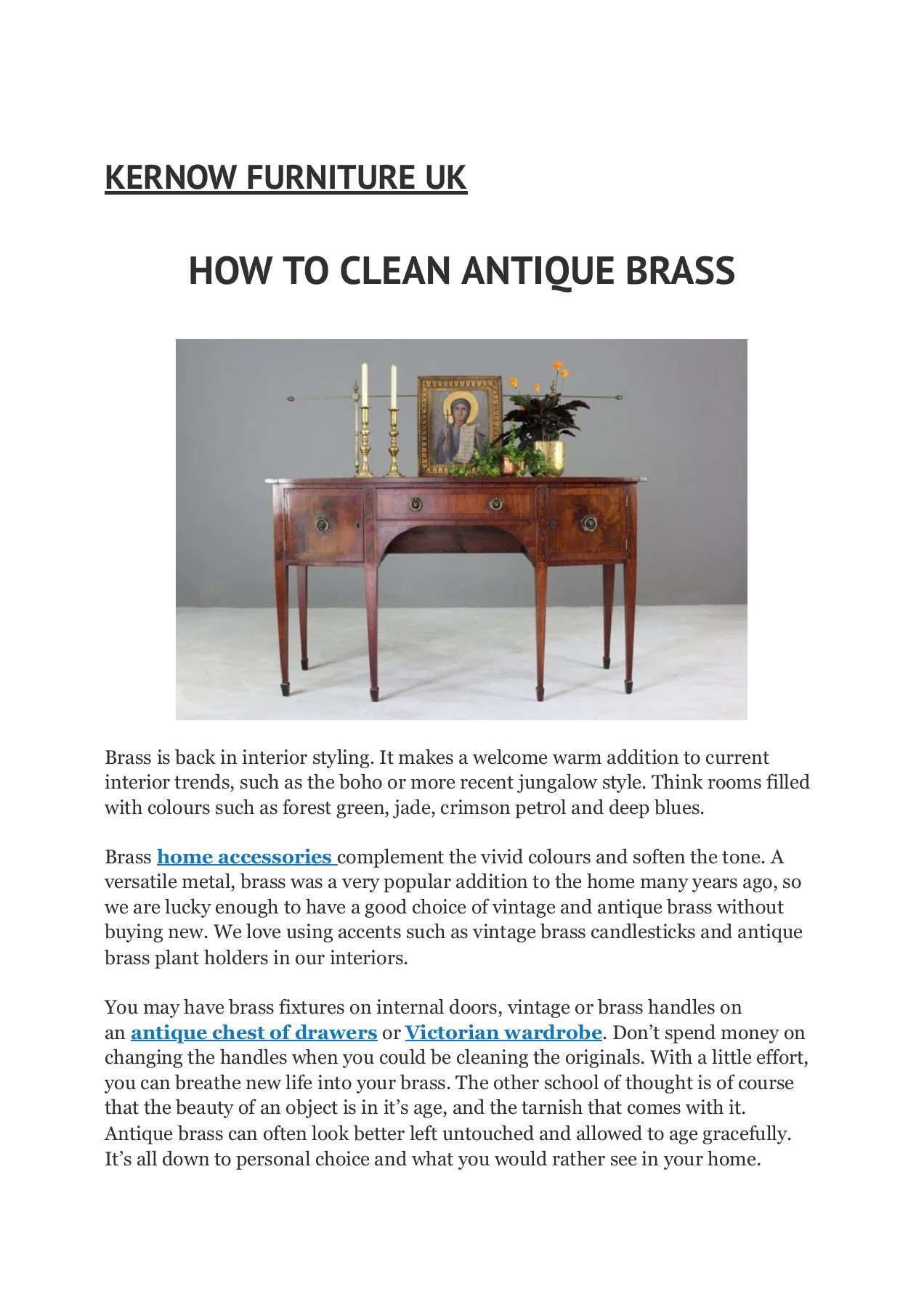 HOW TO CLEAN ANTIQUE BRASS KERNOW FURNITURE Page 1 4 Flip PDF