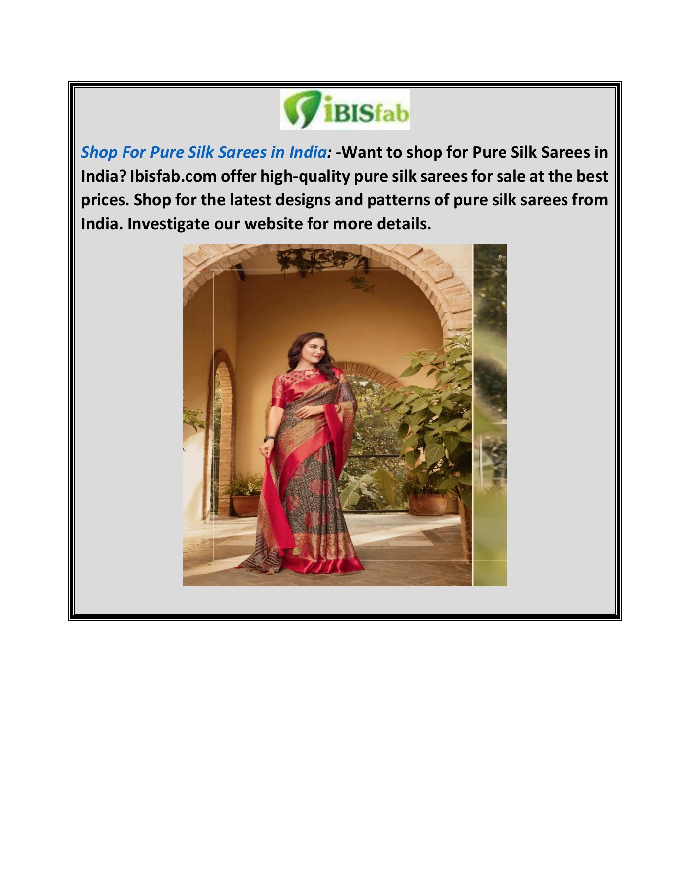 Shop for Pure Silk Sarees in India Ibis Fab Page 1 1