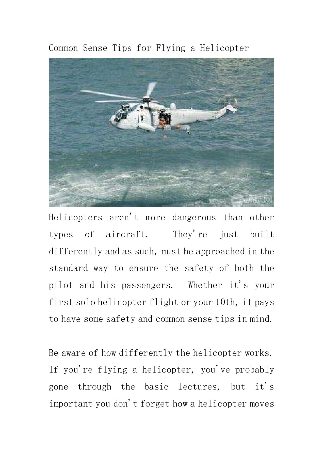 Common Sense Tips for Flying a Helicopter turg Page 1 4 Flip