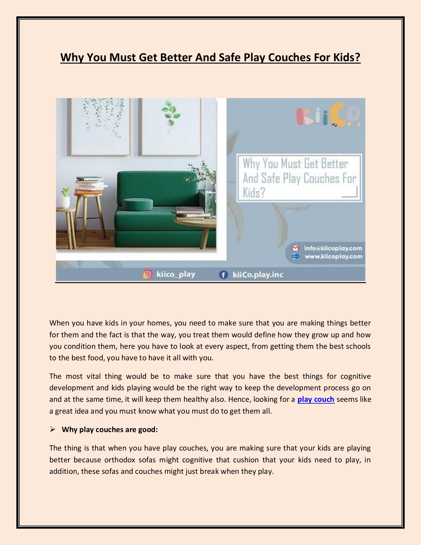 Why You Must Get Better And Safe Play Couches For Kids kiicoplayca Page 1 2 Flip PDF